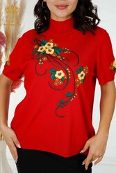 14GG Produced Viscose Elite Knitwear Floral Embroidery Women's Clothing Manufacturer - 16811 | Real Textile - Thumbnail