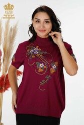 14GG Produced Viscose Elite Knitwear Floral Embroidery Women's Clothing Manufacturer - 16811 | Real Textile - Thumbnail