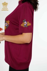 14GG Produced Viscose Elite Knitwear Floral Embroidery Women's Clothing Manufacturer - 16811 | Real Textile - Thumbnail