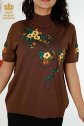 14GG Produced Viscose Elite Knitwear Floral Embroidery Women's Clothing Manufacturer - 16811 | Real Textile - Thumbnail