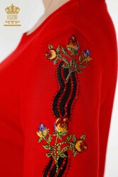 14GG Produced Viscose Elite Knitwear Tracksuit Suit Floral Embroidery Women's Clothing Manufacturer - 16528 | Real Textile - Thumbnail