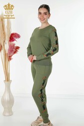 14GG Produced Viscose Elite Knitwear Tracksuit Suit Floral Embroidery Women's Clothing Manufacturer - 16528 | Real Textile - Thumbnail