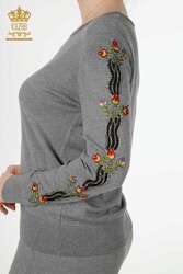 14GG Produced Viscose Elite Knitwear Tracksuit Suit Floral Embroidery Women's Clothing Manufacturer - 16528 | Real Textile - Thumbnail