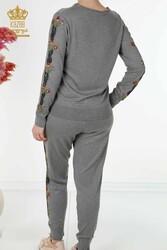 14GG Produced Viscose Elite Knitwear Tracksuit Suit Floral Embroidery Women's Clothing Manufacturer - 16528 | Real Textile - Thumbnail