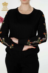 14GG Produced Viscose Elite Knitwear Tracksuit Suit Floral Embroidery Women's Clothing Manufacturer - 16528 | Real Textile - Thumbnail