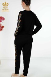 14GG Produced Viscose Elite Knitwear Tracksuit Suit Floral Embroidery Women's Clothing Manufacturer - 16528 | Real Textile - Thumbnail