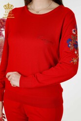 14GG Produced Viscose Elite Knitwear Tracksuit Set Stone Embroidered Women's Clothing Manufacturer - 16560 | Real Textile - Thumbnail