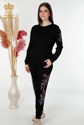 14GG Produced Viscose Elite Knitwear Tracksuit Set Stone Embroidered Women's Clothing Manufacturer - 16560 | Real Textile - Thumbnail