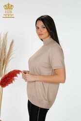 14GG Produced Viscose Elite Knitwear Ropa de mujer con cuello alzado - 16168 | Textiles reales - Thumbnail