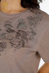 14GG Produced Viscose Elite Knitwear Stone Embroidered Women's Clothing Manufacturer - 16849 | Real Textile - Thumbnail