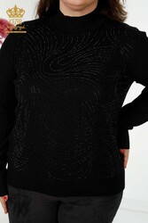 14GG Produced Viscose Elite Knitwear Stone Embroidered Women's Clothing Manufacturer - 30018 | Real Textile - Thumbnail