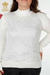 14GG Produced Viscose Elite Knitwear Stone Embroidered Women's Clothing Manufacturer - 30018 | Real Textile - Thumbnail