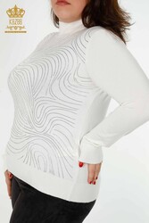 14GG Produced Viscose Elite Knitwear Stone Embroidered Women's Clothing Manufacturer - 30018 | Real Textile - Thumbnail