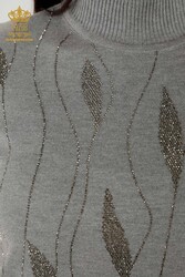 14GG Produced Viscose Elite Tricots - Feuilles à motifs - Pierre brodée - Vêtements pour femmes - 30182 | Vrai textile - Thumbnail