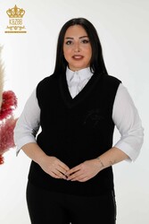 14GG Produced Viscose Elite Knitwear Sweater Crystal Stone Ropa de mujer bordada - 30170 | Textiles reales - Thumbnail