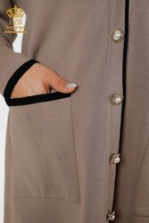 14GG produit un cardigan en tricot viscose Elite avec bouton perlé Fabricant de vêtements pour femmes - 30148 | Vrai textile - Thumbnail