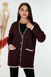 14GG produit un cardigan en tricot viscose Elite avec bouton perlé Fabricant de vêtements pour femmes - 30148 | Vrai textile - Thumbnail