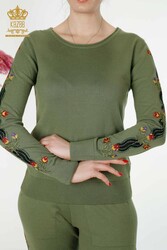 14GG Produit Viscose Elite Knitwear Survêtement Costume Broderie florale Fabricant de vêtements pour femmes - 16528 | Vrai textile - Thumbnail