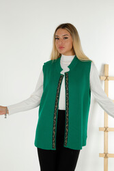 14GG a produit un cardigan en tricot en viscose Elite avec une pierre léopard brodée Fabricant de vêtements pour femmes - 30311 | Vrai textile - Thumbnail