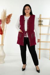 Cardigan en tricot Viscose Elite produit par 14GG avec détail de poche Fabricant de vêtements pour femmes - 30495 | Vrai textile - Thumbnail