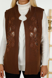 Cardigan en tricot Viscose Elite produit par 14GG avec détail en tulle Fabricant de vêtements pour femmes - 30581 | Vrai textile - Thumbnail