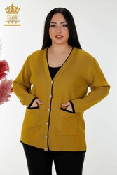 14GG Produzierte Viskose-Elite-Strickjacke mit Perlenknopf. Hersteller von Damenbekleidung – 30148 | Echtes Textil - Thumbnail