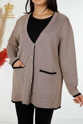 14GG Produzierte Viskose-Elite-Strickjacke mit Perlenknopf. Hersteller von Damenbekleidung – 30148 | Echtes Textil - Thumbnail