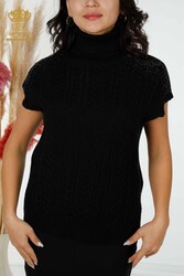 14GG Produzierter Viskose-Elite-Strickpullover. Steinbestickter Damenbekleidungshersteller - 30097 | Echtes Textil - Thumbnail