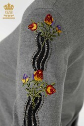 14GG produzierter Viskose-Elite-Strickwaren-Trainingsanzug, Blumenstickerei, Hersteller von Damenbekleidung – 16528 | Echtes Textil - Thumbnail