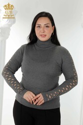 14GG Produziert Viskose Elite Strickwaren - Ärmel Tüll detailliert - Damenbekleidung - 15185 | Echtes Textil - Thumbnail