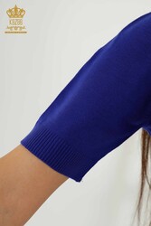 14GG Produzierte Viskose-Elite-Strickwaren – Blattmuster – Steinbestickt – Damenbekleidung – 30182 | Echtes Textil - Thumbnail