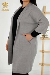 14GG Produzierte Viskose-Elite-Strickwaren-Strickjacke mit Tasche, detaillierter Hersteller von Damenbekleidung – 30047 | Echtes Textil - Thumbnail