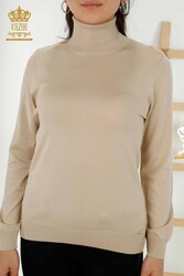 14GG Produzierte Viskose Elite Strickwaren - Rollkragenpullover - Hersteller von Damenbekleidung - 11122 | Echtes Textil - Thumbnail