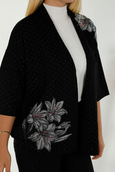 14GG Produced Viscose Elite Strick-Strickjacke mit Blumenstickerei Hersteller von Damenbekleidung - 30061 | Echtes Textil - Thumbnail