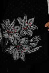 14GG Produced Viscose Elite Strick-Strickjacke mit Blumenstickerei Hersteller von Damenbekleidung - 30061 | Echtes Textil - Thumbnail
