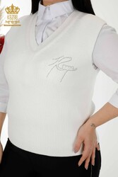 14GG Produzierter Viskose-Elite-Strickpullover mit Crystal Stone-Stickerei für Damen – 30170 | Echtes Textil - Thumbnail