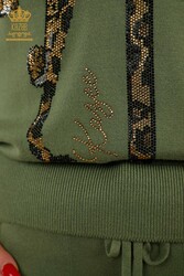 14GG Produced Спортивный костюм - Леопардовый узор - Вышивка камнем - Женская одежда - 16521 | Настоящий текстиль - Thumbnail