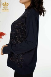 14GG Произведенная Вискоза Элит Трикотаж - Вышивка Камнем - Производитель женской одежды - 30008 | Настоящий текстиль - Thumbnail