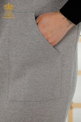 14GG Произведенный вискозный элитный трикотаж Кардиган с карманами Детальный производитель женской одежды - 30047 | Настоящий текстиль - Thumbnail