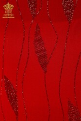 14GG Произведенный вискозный элитный трикотаж - Листовой узор - Вышивка камнем - Женская одежда - 30182 | Настоящий текстиль - Thumbnail