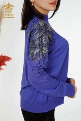 Angora İplikten Üretilen Triko Dik Yaka Kadın Giyim Üreticisi - 16597 | Reel Tekstil - Thumbnail