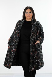 7GG أنتجت معطفًا من الصوف الفسكوزي منقوشًا الشركة المصنعة للملابس النسائية - 19130 | نسيج حقيقي - Thumbnail