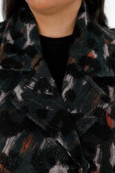 7GG أنتجت معطفًا من الصوف الفسكوزي منقوشًا الشركة المصنعة للملابس النسائية - 19130 | نسيج حقيقي - Thumbnail