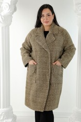 7GG Viscosa di lana prodotta - Cappotto con tasche - Produttore di abbigliamento da donna - 19101 | Vero tessuto - Thumbnail