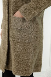 7GG Viscosa di lana prodotta - Cappotto con tasche - Produttore di abbigliamento da donna - 19101 | Vero tessuto - Thumbnail