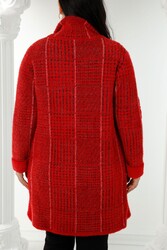 7GG Viscosa di lana prodotta Cappotto con dettaglio bottoni - Produttore di abbigliamento da donna - 19062 | Vero tessuto - Thumbnail