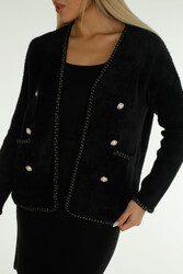 7GG Viscosa di lana prodotta Cardigan abbottonato - Produttore di abbigliamento da donna - 30799 | Vero tessuto - Thumbnail