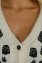 7GG Viscosa di lana prodotta Cardigan Angora - Produttore di abbigliamento da donna - 30666 | Vero tessuto - Thumbnail