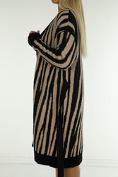 Produttore di abbigliamento da donna a righe con cardigan in viscosa di lana prodotto 7GG - 30312 | Vero tessuto - Thumbnail