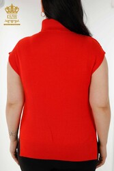 7GG Produced Corespun Knitwear Maglione Motivo floreale Pietra ricamata Produttore di abbigliamento femminile - 30179 | Tessuto reale - Thumbnail